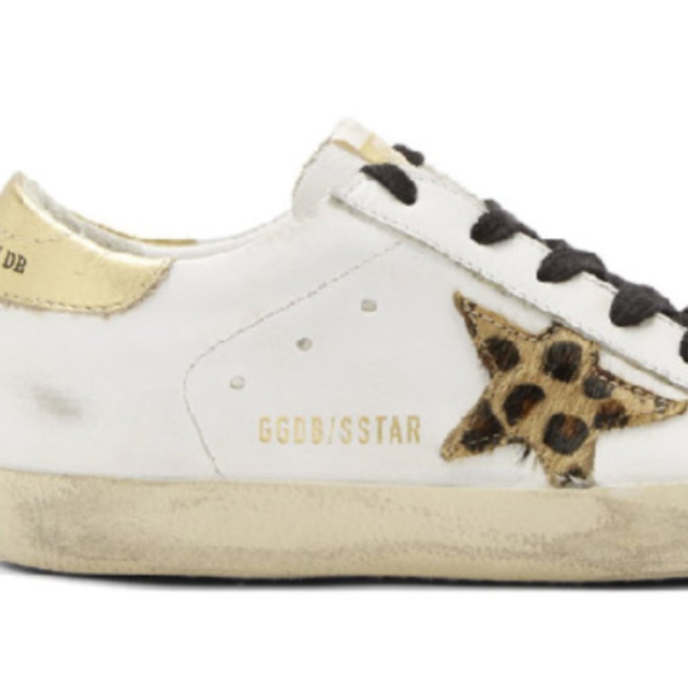 GOLDEN GOOSE SUPERSTAR SNEAKERS WHITE LEATHER LEOPARD